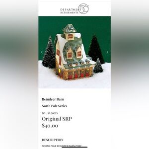 Dept 56 reindeer barn